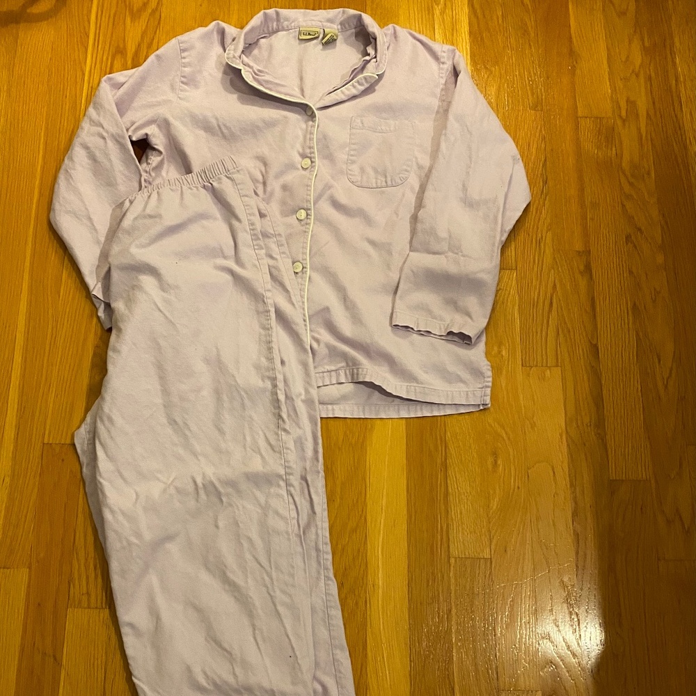 L.L. Bean 100% Cotton Flannel Lilac Pajamas PJ PjSet Women’s Sz L Large